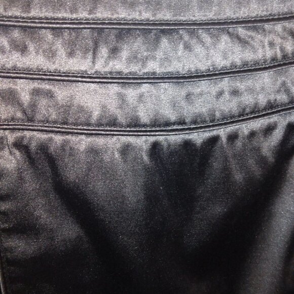 BLACK SATIN PENCIL MINI SKIRT W/PLEATED WAIST | SIZE S - Picture 3 of 6